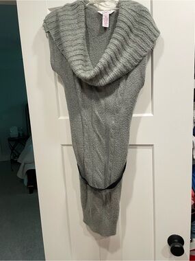 Candie's Light Gray Ribbed Cowl Neck Sleeveless Sweater Dress